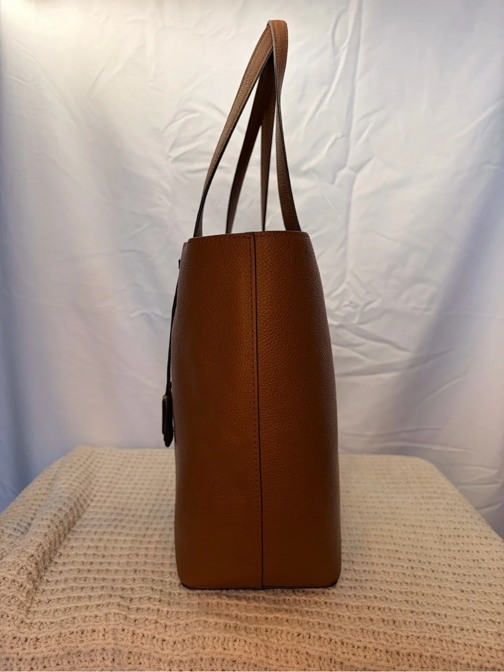 Michael Kors Karson Cognac Pebbled Leather Tote with Gold Hardware